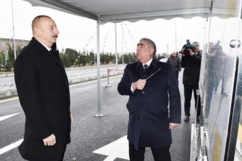 İlham Əliyev yeni yolun açılışında iştirak edib