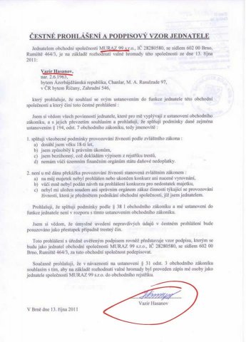 Gömrük generalımız Çexiyada 4 şirkət təsis etdirib Gömrük generalımız Çexiyada 4 şirkət təsis etdirib