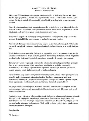 Babacan AKP-dən rəsmən istefa verdi - Abdullah Güllə yeni partiya qurulur