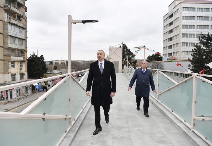 İlham Əliyev piyada keçidinin açılışında iştirak edib İlham Əliyev piyada keçidinin açılışında iştirak edib