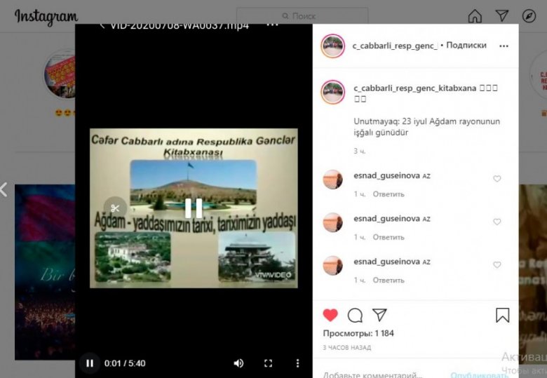 Ağdamın işğalı ilə əlaqədar videoçarxlar hazırlanıb