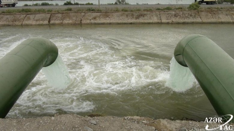 İmişlidə göldən Baş Muğan kanalına su vurulur