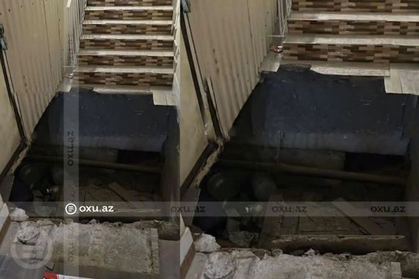 Bakıda binanın birinci mərtəbəsində blok çöküb